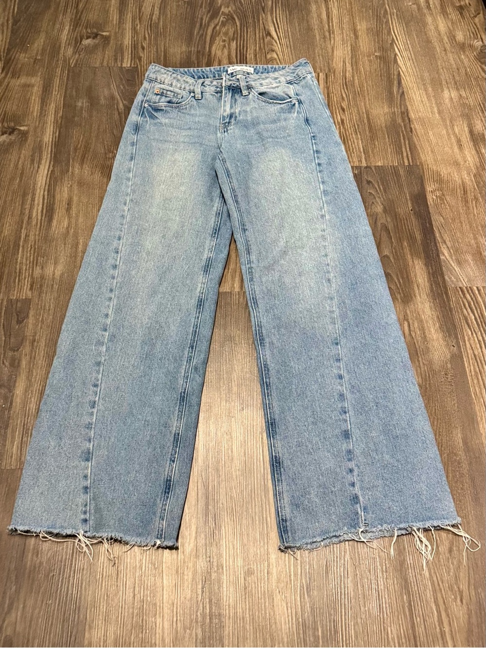 YMI Light Blue Wide Leg Frayed Hem Jeans